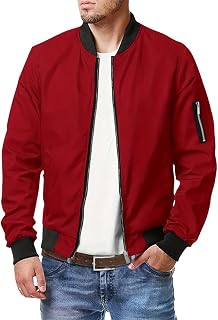 Men's Jackets Bomber Jacket Casual Coats Lightweight Outdoor Jacket Sports Jacket Bomber Jacket with Pockets Long Sleeves Slim Fit Classic Jacket Spring Autumn