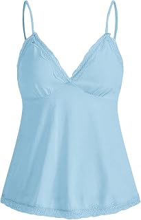 SHENHE Women's V Neck Spaghetti Strap Tank Top Lace Camisole Flowy Summer Tops Babydoll Y2K Tops