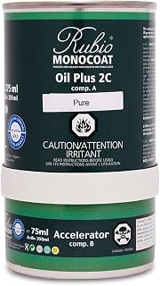 Rubio Monocoat Wood Oil Finish 16 m² - Pure | Oil Plus 2C | Quick-Dry, Eco-Friendly Linseed Wood Oil for Indoor Use, Includes Accelerator (Part B) | Protector | 350 mL