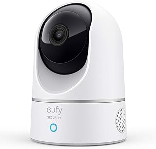 eufy Security 2K Indoor Cam Pan & Tilt, Home Security Indoor Camera, Human and Pet AI, Works with Voice Assistants, Motion Tracking, Night Vision, MicroSD Card Required, HomeBase Not Required (Renewed)