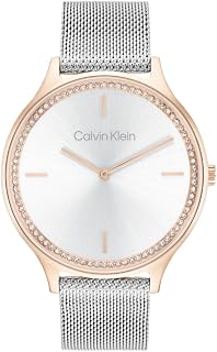 Calvin Klein CK Timeless Collection Women's Quartz Two Hands Movement Watch with Stainless Steel Link or Milanese Strap - Available in Silver or Rose Gold