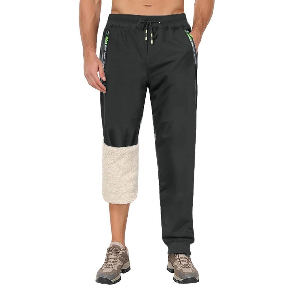 ZOXOZ Men's Fleece Lined Sherpa Joggers Winter Warm Water-Resistant Thermal Trou