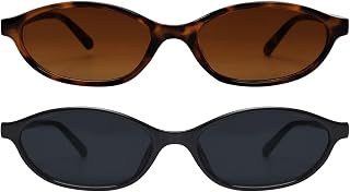 GUVIVI Retro Oval Sunglasses for Women 90s Cat Eye Shades UV protection