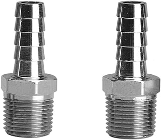 Beduan Stainless Steel 1/2" Hose Barb to 1/2" Male NPT (Pack of 2) | Home Brew Fitting Water Fuel Air Gas Oil 304SS
