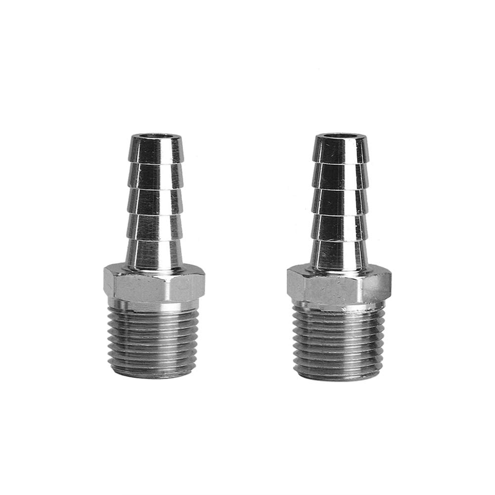 Beduan Stainless Steel 1/2" Hose Barb to 1/2" Male NPT (Pack of 2) | Home Brew F