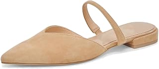 Mesh Mules for Women Comfy Raffia Woven Strap Closed Pointed Toe Mule Flats Casual Slip on Dress Slides Flats
