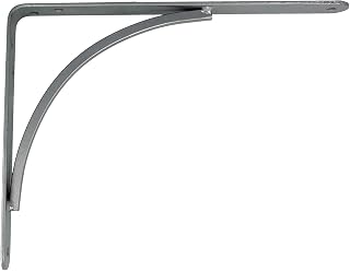 Amig - Wall Shelf Bracket - Metal Square for Shelves - Corner for Shelves - Support - Steel - Metallic Grey - Size: 250 x 200 mm - Max Recommended Weight: 65 kg