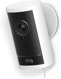 Ring Outdoor Cam 4K Pro (newest model), Plug-In, Retinal 4K with wide-angle video, 10x Enhanced Zoom, and Night Vision, White