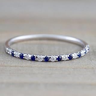 White Gold Plated Engagement Ring Blue Pink Cubic Zirconia Wedding Promise Evening Party Anniversary Valentine's Day Eternity Gifts for Women