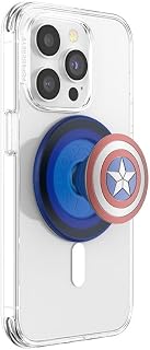 PopSockets: PopGrip Round for MagSafe - Adapter Ring Included - Smartphone Holder and Grip and Cover with Interchangeable Top - Enamel Captain America