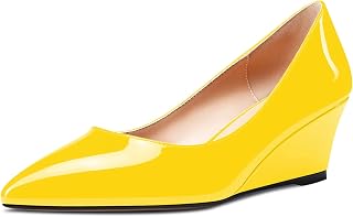 Aachcol Women's Wedge Esparto Mid Heel Pointed Toe Pumps Slip-on Wedding Party Shoes 5 CM