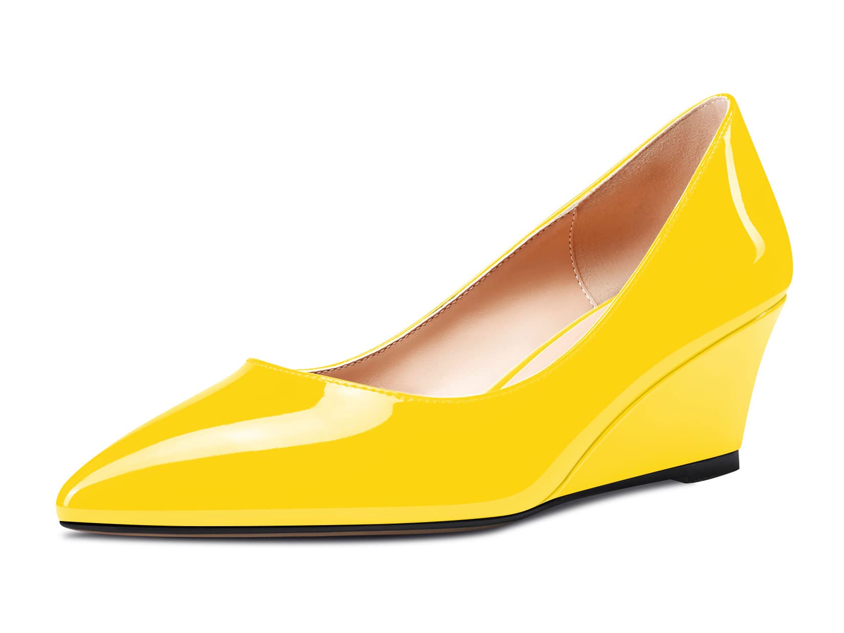 Aachcol Women's Wedge Esparto Mid Heel Pointed Toe Pumps Slip-on Wedding Party S