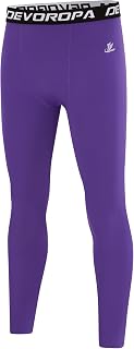 DEVOROPA Boys Leggings Quick Dry Youth Compression Pants Sports Tights Basketball Base Layer