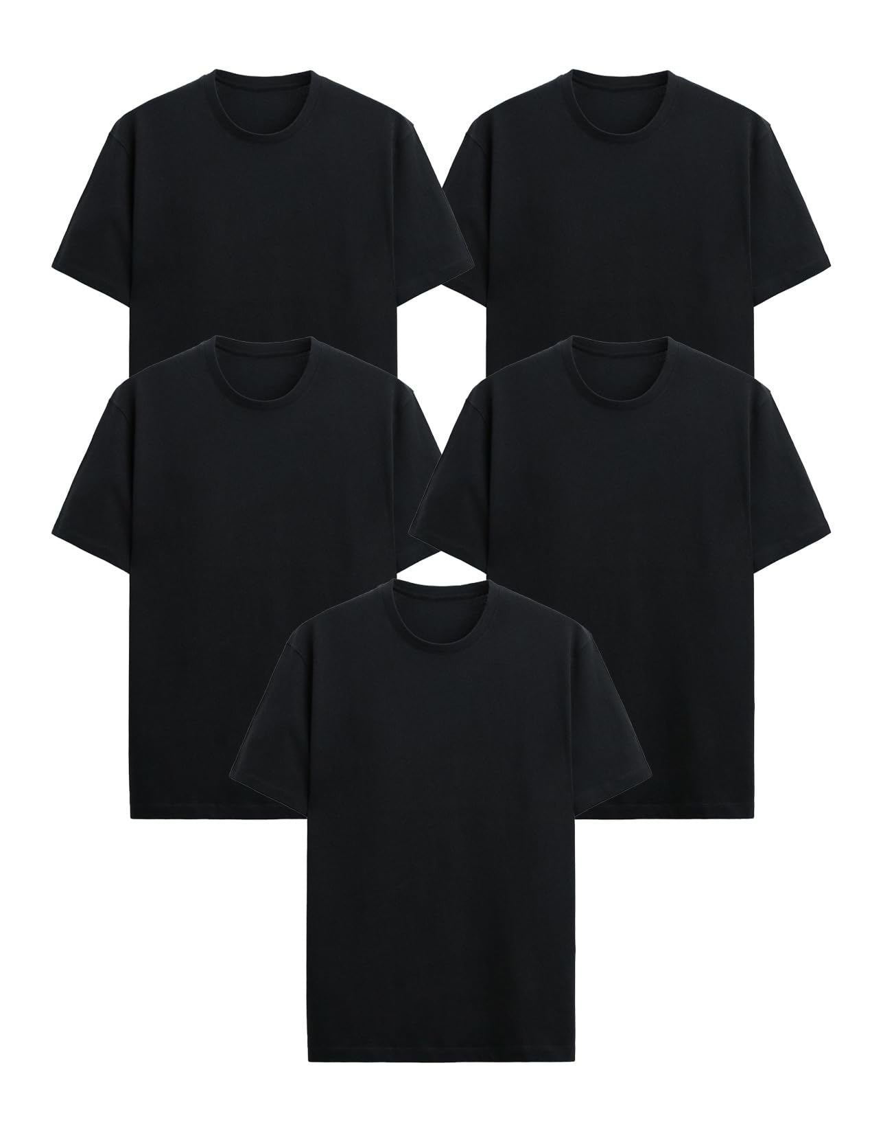 Generico Easy Fit T-Shirt, Pack of 5 Men's T-Shirts, Short Sleeves, 100% Cotton,