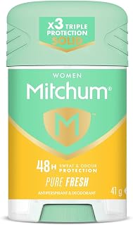Revlon Mitchum Women Triple Odor Defense 48HR Protection Deodorant Stick and Antiperspirant Pure Fresh, Dermatologist Tested, 41 g (Pack of 1)