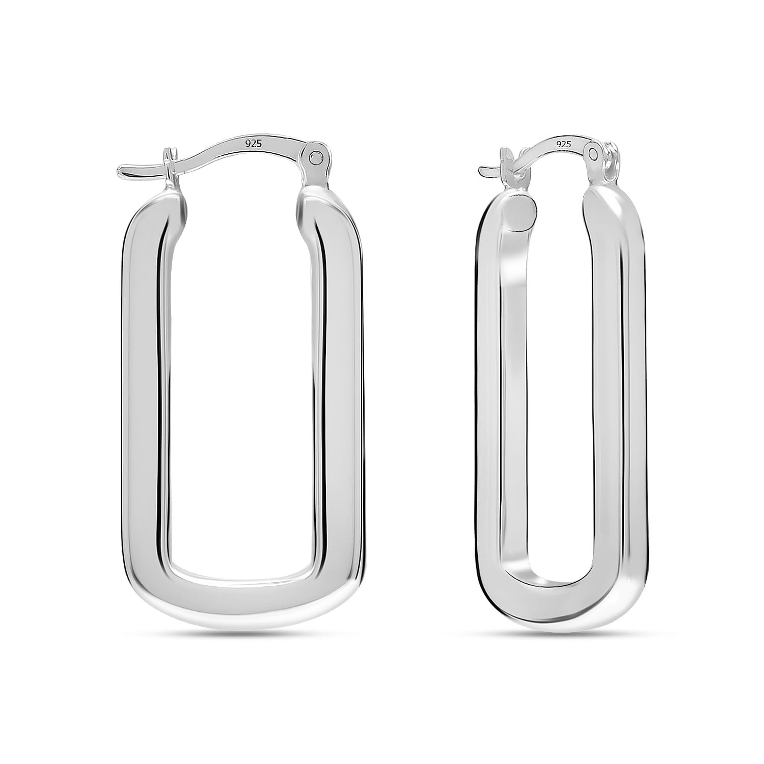 LeCalla Real 925 Sterling Silver Hoop Earrings | Women's Chunky Statement Twiste