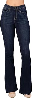 Judy Blue Women's High Waisted Raw Hem Tall Flare Jeans