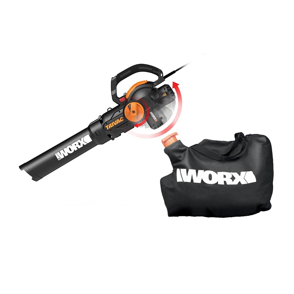 WORX Trivac 3-in-1 Electric Leaf Blower/Leaf Vacuum/Leaf Mulcher, WG512 | 600 CF