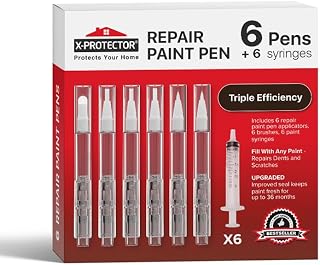 X-Protector Touch Up Paint Pen - 6 Fillable Pens with 6 Types of Brushes | Premium Touch Up Pen - Refillable Paint Pens for Walls, Furniture and Other Touch Up Work