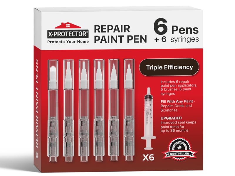 X-Protector Touch Up Paint Pen - 6 Fillable Pens with 6 Types of Brushes | Premi