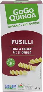GoGo Quinoa Pasta Rice & Quinoa Fusilli | Organic | Gluten-Free | Non-GMO | Vegan | Made in Canada | Corn-Free, Dairy-Free, Egg-Free, Soy-Free | 227g