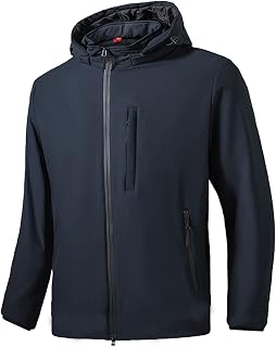 TONY BACKER Men's Winter Softshell Waterproof Windproof Jacket with Hood, Warm Jacket, Casual Jacket, Hiking 3351