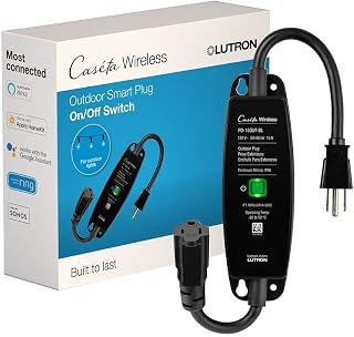 Lutron Caseta Smart Outdoor Plug for Lights and Motors (Smart Hub Required) | Smart Outdoor Plug for Patio, Backyard, Outdoor Lights, Waterproof, Built to last, All year round timer, PD-15OUT-BL, Black