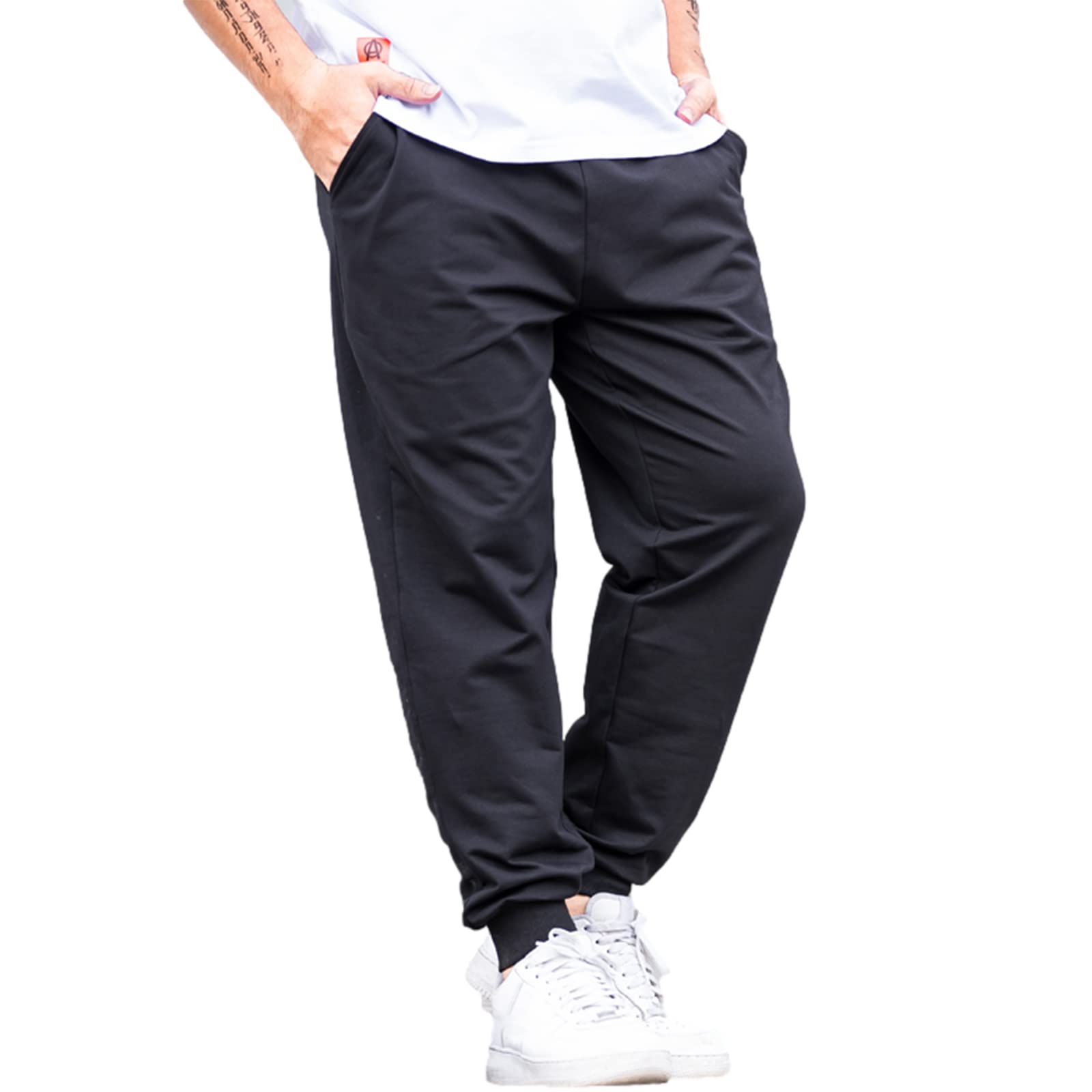 Men's Plus Size Loose Fit Tapered Cotton Sweatpants Casual Pants Plain (L-8XL)