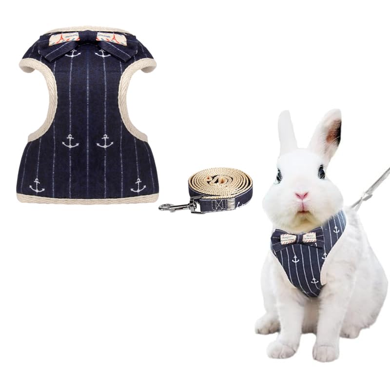 Rabbit Harness and Leash for Walking Escape Proof,Comfortable Stylish Cotton Rab