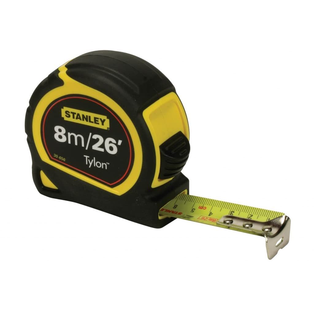 STANLEY 8m/26ft Tylon Tape Measure with TRU-ZERO Anchor Hook, Retractable, High 
