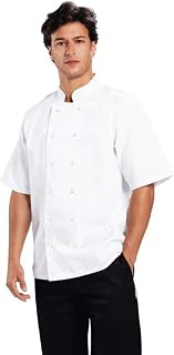 Whites Boston Unisex Short Sleeve Chefs Jacket, White, L / Large, Chefs Apparel, Double Breasted, Machine Washable, Embroidable, Chest Size: 44 - 46 inch / 112-117cm | B250-L
