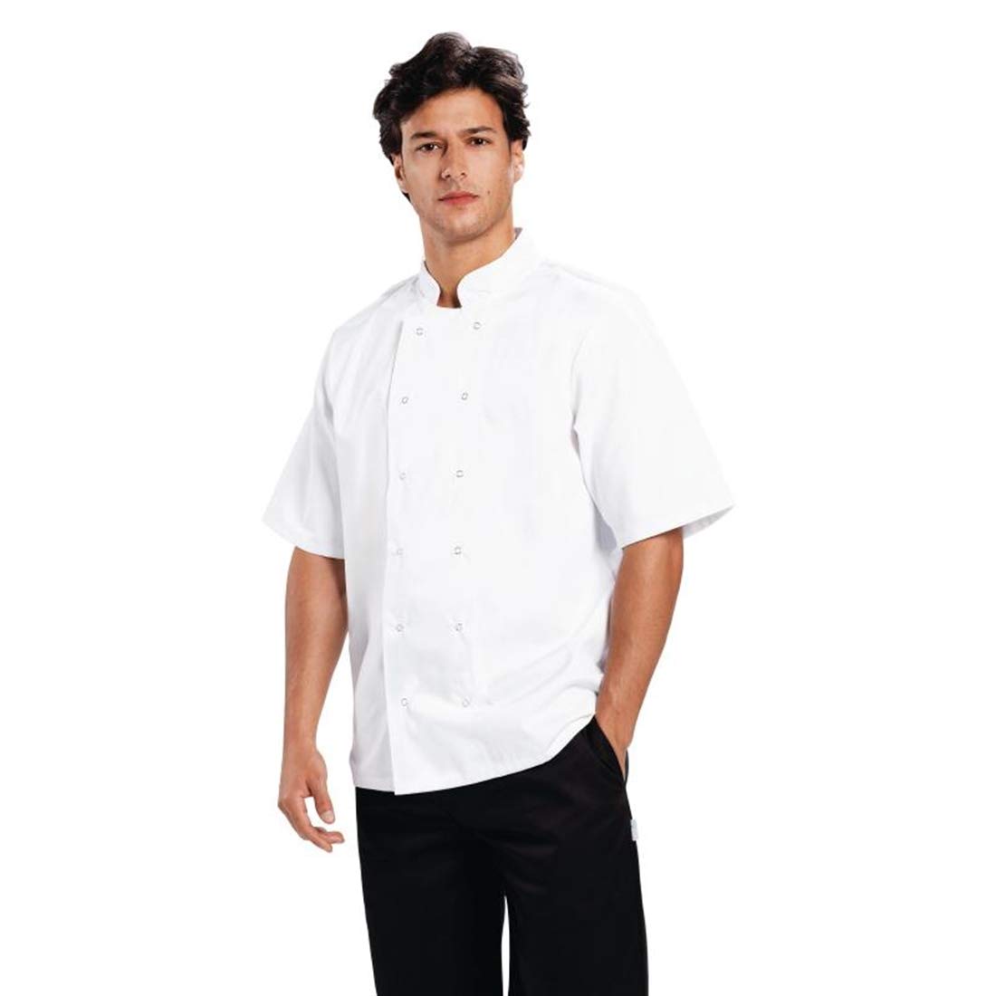 Whites Boston Unisex Short Sleeve Chefs Jacket, White, L / Large, Chefs Apparel,