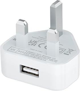 USB Plug UK,USB Charger Plugs Adaptor UK 5W Phone Plugs with USB Port | Compact Mains Charge Head with Smart IC 5V 1AMP Charging Compatible with iPhone 13 12 11 SE XS XR X 8 7 6 5,iPad,Watch,2 Pack