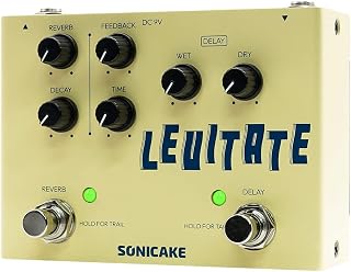 SONICAKE Delay Reverb 2 in 1 Guitar Effects Pedal - Levitate | Max to 2000ms delay, Buffer Bypass, Trail and Tap Tempo function, Compact electric guitar bass effect for practice perfomance