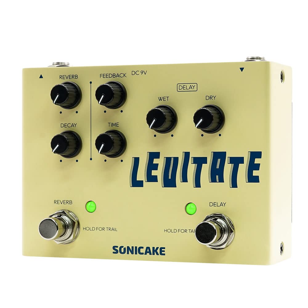 SONICAKE Delay Reverb 2 in 1 Guitar Effects Pedal - Levitate | Max to 2000ms del