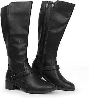 Hawkwell Women's Wide Calf Double Zipper Knee High Riding Boots