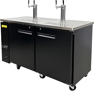 Elite Kitchen Supply Beer Keg Dispenser Kegerator Commercial Refrigerator 2 tap, ETL 60" W 2 half Barrels,2 Half-Keg, 2 Tower, Black