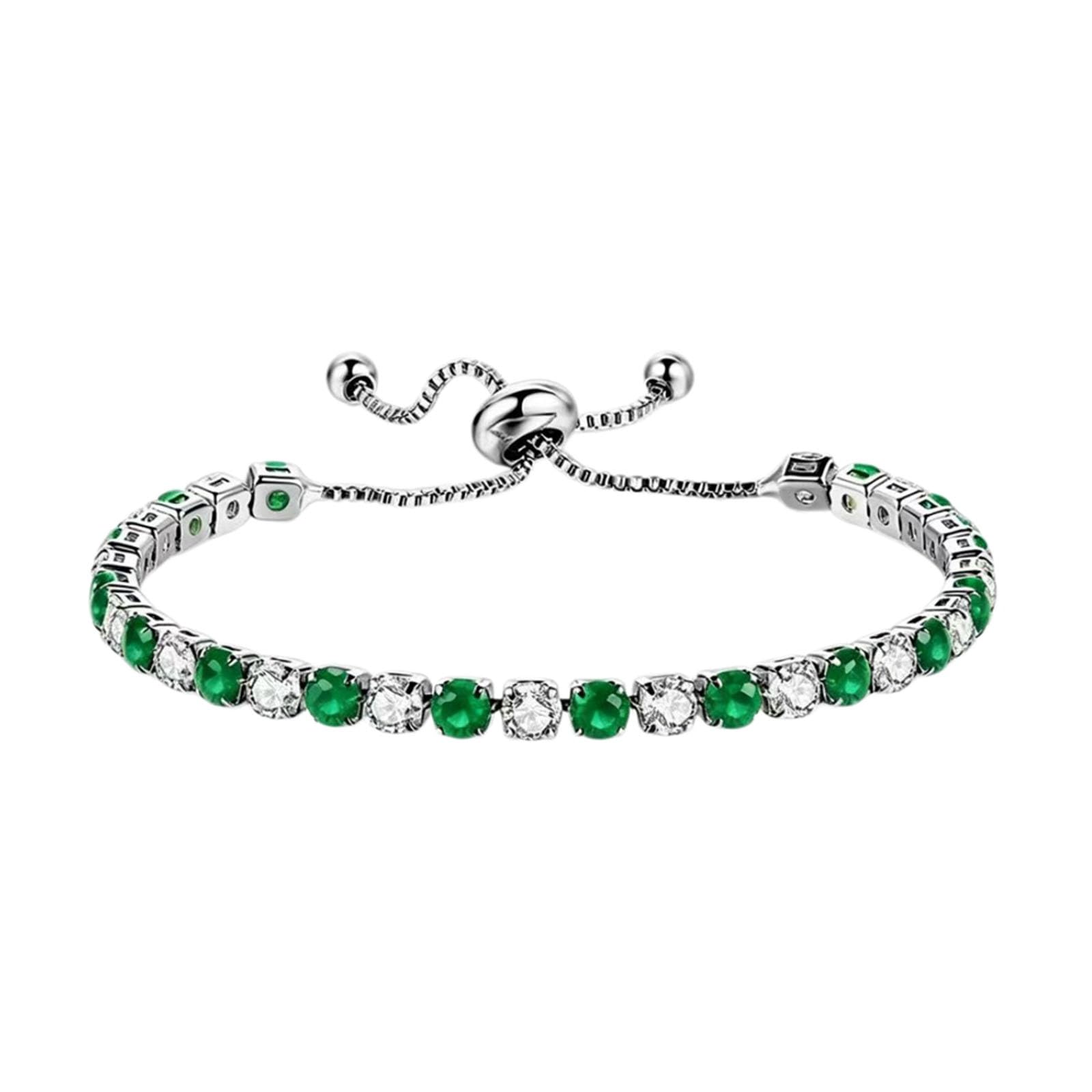 1/2Pcs Set Tennis Chain Cubic Zirconia Adjustable Stretch Slider Stackable Brace