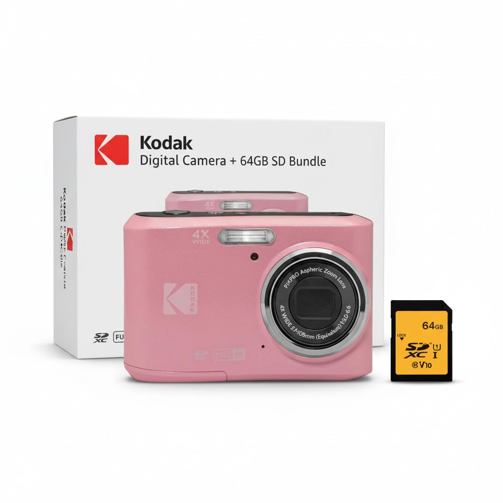 Kodak PIXPRO FZ45 Friendly Zoom 16MP Digital Camera Bundle (Pastel Pink)
