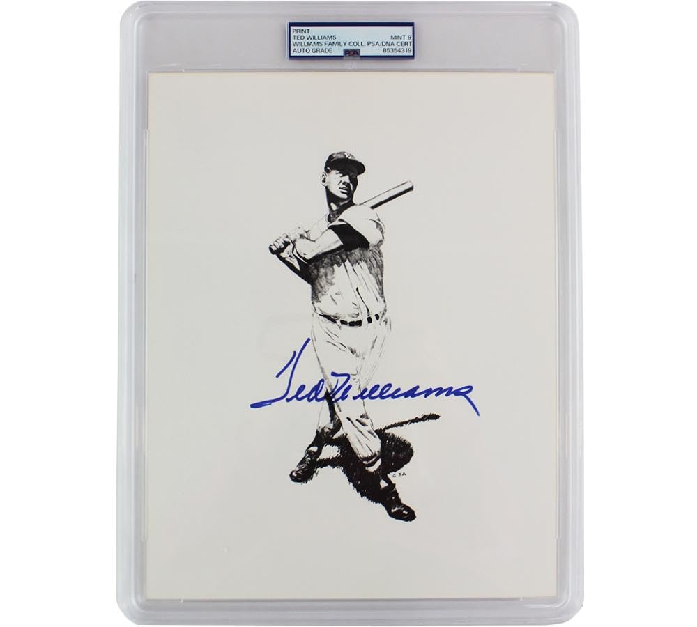 Ted Williams Signed 8.5×11 Mint 9 Graded Encapsulated Print - Autographed MLB Ar