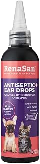 RenaSan Antiseptic Ear Drops for Dogs & Cats – Ear Disinfection, Kills Bacteria & Yeast, Helps Stop Ear Odour, Scratching & Head Shaking, Veterinary Approved, For All Animals 100ml