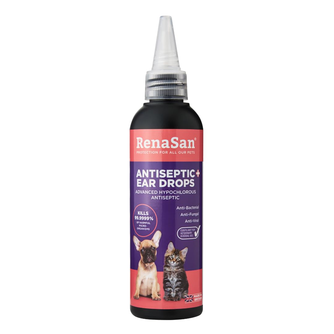 RenaSan Antiseptic Ear Drops for Dogs & Cats – Ear Disinfection, Kills Bacteria 