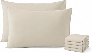 Hafaa Pack of 4 Cream Microfiber Plain Bed Pillow Cases (50 x 75 Cm)