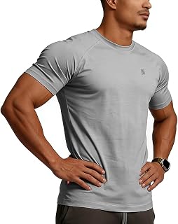 Men's Cotton Short Sleeve Raglan Crew Neck Gym Workout Athletic Tee