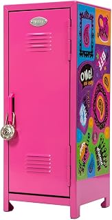 Schylling Girls Talk Pink Mini Locker - 11.25" Decorative Metal Storage Locker with 17 Mix-and-Match Magnets, Lock, and Keys - Ages 4-12