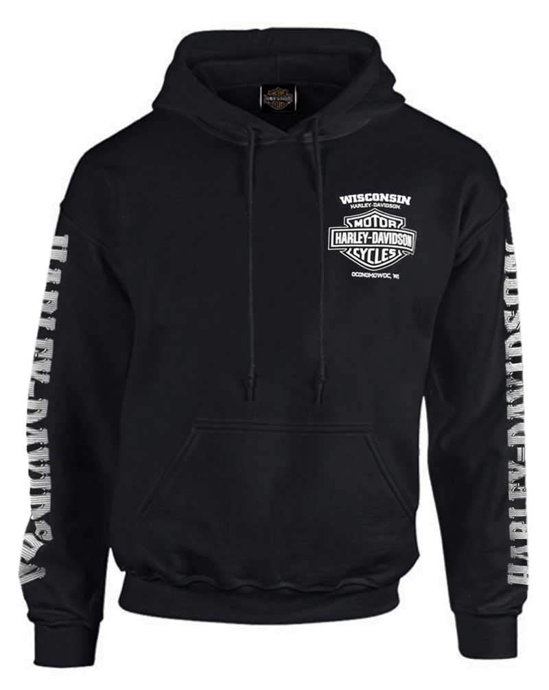 Harley Davidson Men's Hoodie Lightning Crest Black