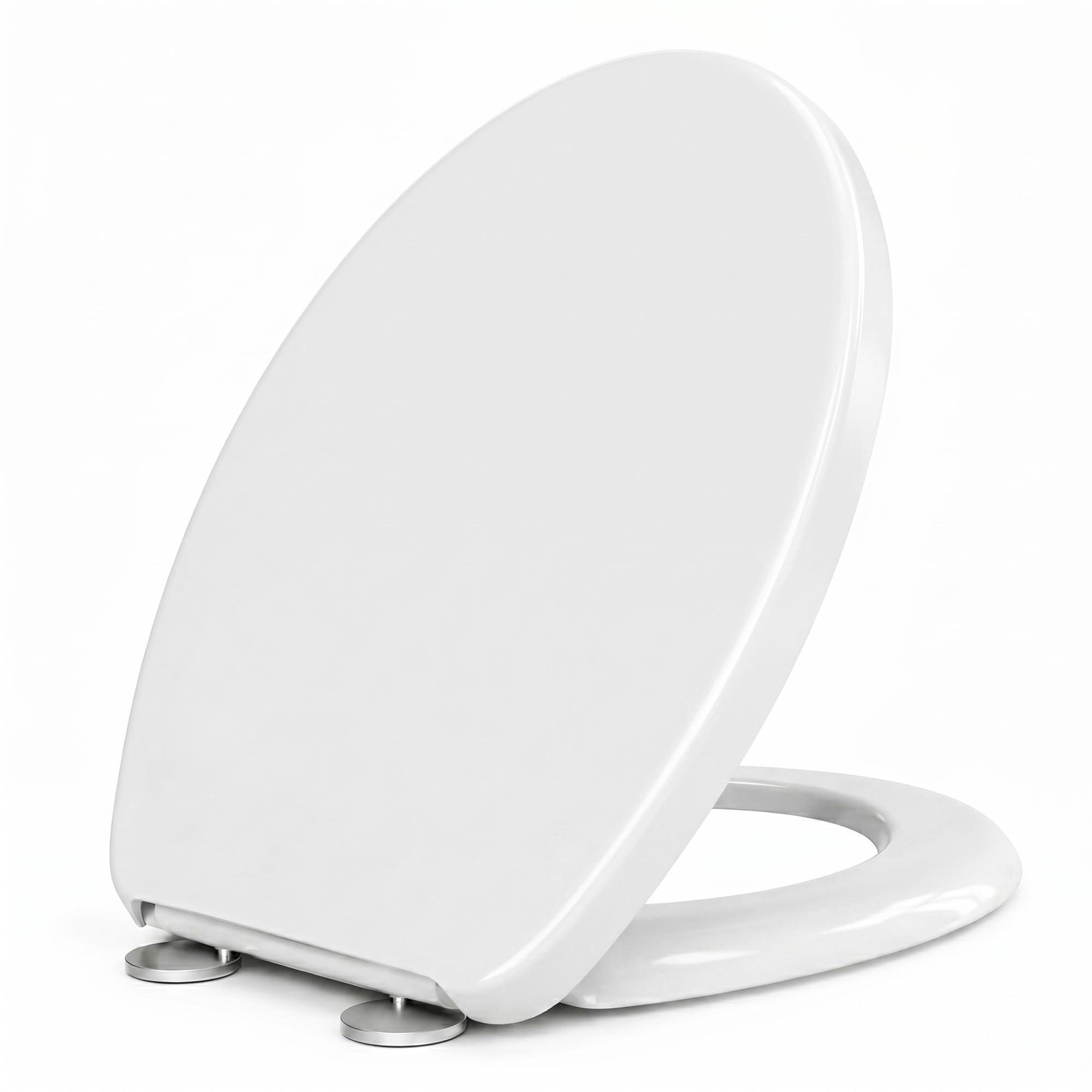 Soft Close White Oval Toilet Seat, Quick Release Toilet Seat with Easy-Clean Hin