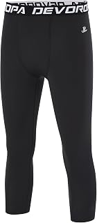 DEVOROPA Boys Leggings Quick Dry Youth Compression Pants Sports Tights Basketball Base Layer