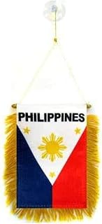 AZ FLAG Philippines Car Flag 15x10 cm 100D Polyester Suction Cup | Outdoor use Filipino 4x6 in car flag stitched weather resistant finish