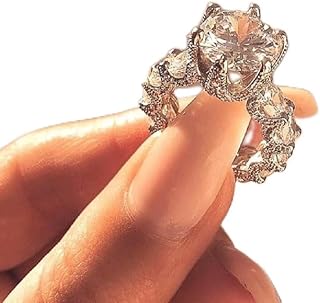 Fashion 925 Sterling Silver CZ Ring, Wedding Band Cubic Zirconia Half Eternity Stackable Engagement Ring, Dainty Cut Halo Solitaire Engagement Imitation Diamond Ring Jewelry-Making-Patterns 8